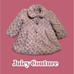 JUICY COUTURE Los Angeles Faux Fur Pink Coat Collared‎ Jacket Size 2T